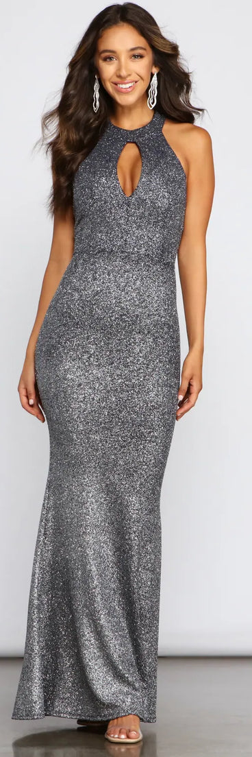Samantha Glitter Knit Formal Dress