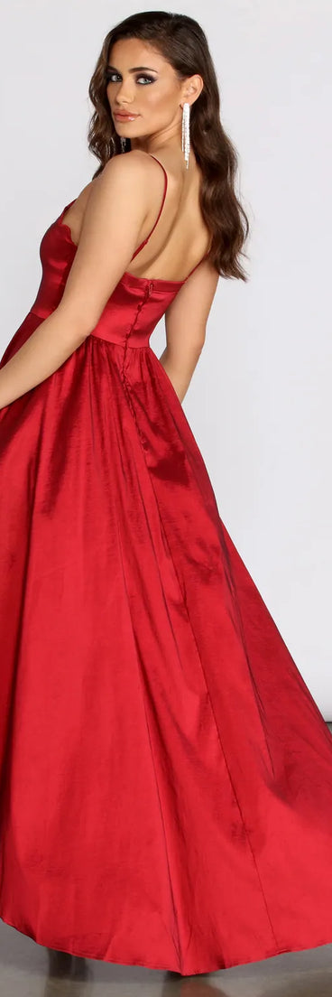 Jewel Scalloped Taffeta High Low Dress