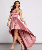 Felicity Scallop Neck Taffeta High Low Dress
