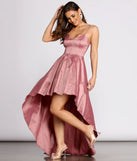 Felicity Scallop Neck Taffeta High Low Dress