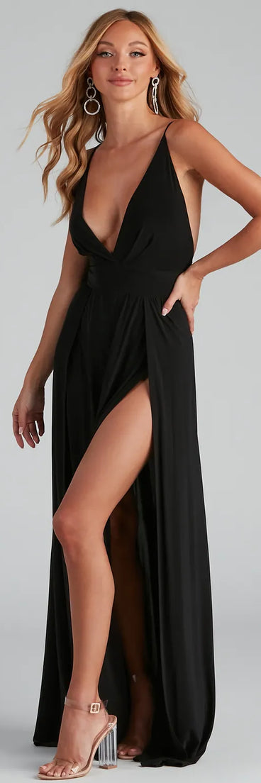 Brie Double Slit A-Line Formal Dress