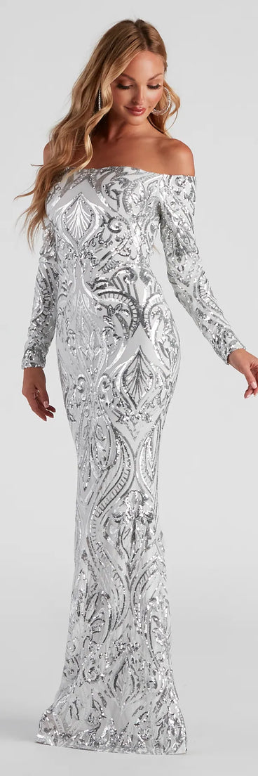 Azalea Formal Sequin Scroll Dress