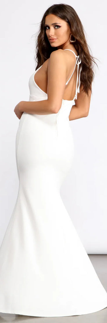 Jenetta Front Slit Crepe Dress