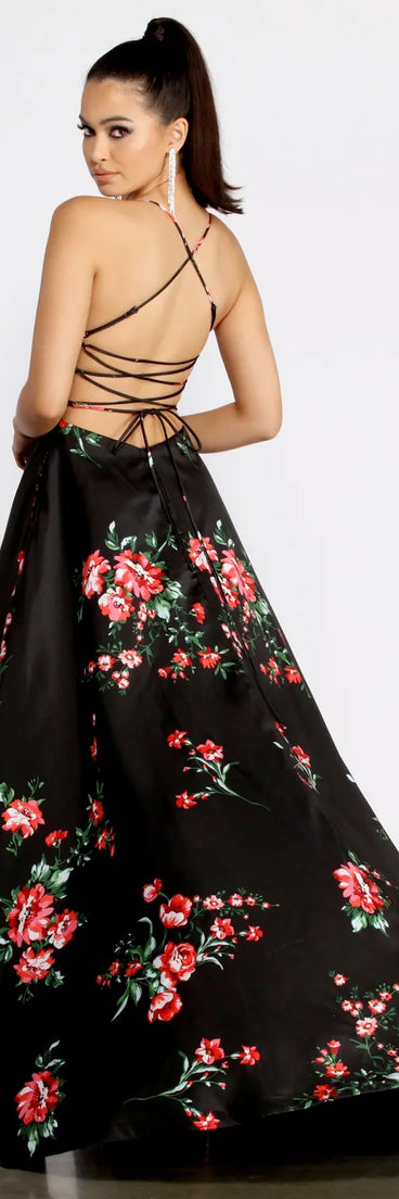 Catia Lace Up Back Floral A-Line Dress