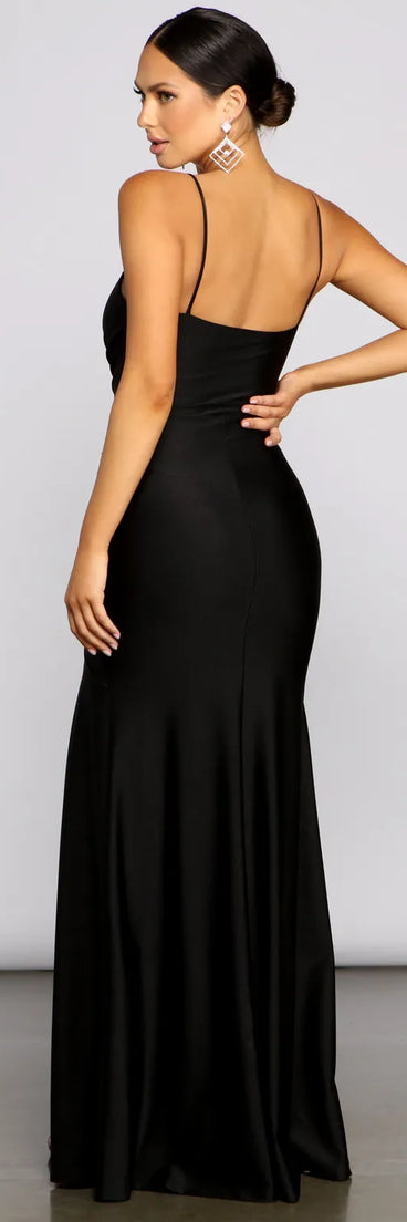 Aria Sleeveless Ruched High-Slit Dress