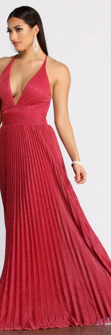 Tabby Formal Pleated Glitter Dress