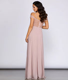 Shea Metallic Applique Off Shoulder Chiffon Dress