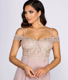 Shea Metallic Applique Off Shoulder Chiffon Dress