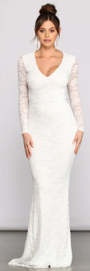 Brooke Lace V Neck Formal Dress