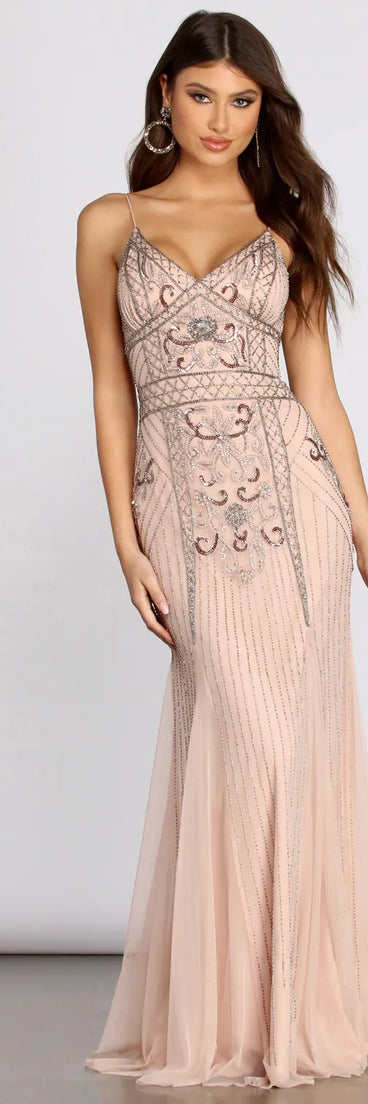 Arianna Formal Beaded Sleeveless Dress