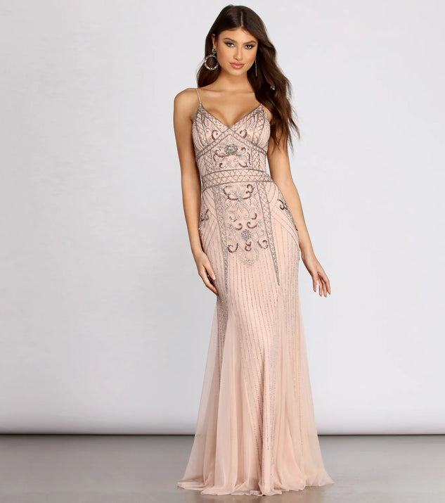 Arianna Formal Beaded Sleeveless Dress