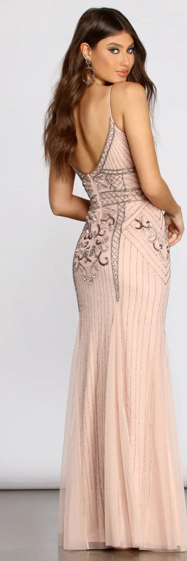 Arianna Formal Beaded Sleeveless Dress