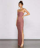 Quinn Ruched High Slit Formal Dress