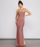 Quinn Ruched High Slit Formal Dress