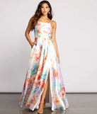 Cami Formal Floral Satin A-Line Dress