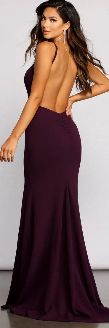 Cara Formal Crepe Open Back Dress