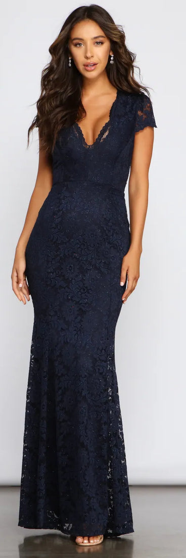 Chelsea Glitter Lace Formal Dress