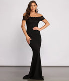 Sierra Formal Off the Shoulder Glitter and Lace Dress