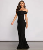 Sierra Formal Off the Shoulder Glitter and Lace Dress