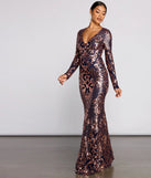 Ayla Formal Long Sleeve Sequin Scroll Dress