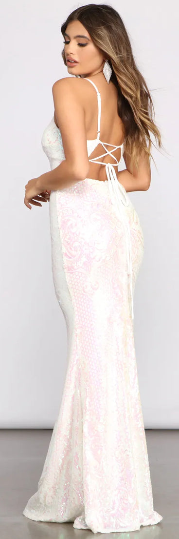 Meg Formal Iridescent Sequin Dress