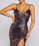 Claire Sleeveless Sequin High-Slit Formal Dress