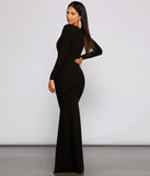 Mallory Long Sleeve V Neck Formal Dress