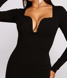 Mallory Long Sleeve V Neck Formal Dress