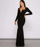 Mallory Long Sleeve V Neck Formal Dress