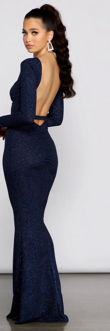 Brin Formal Open Back Glitter Dress
