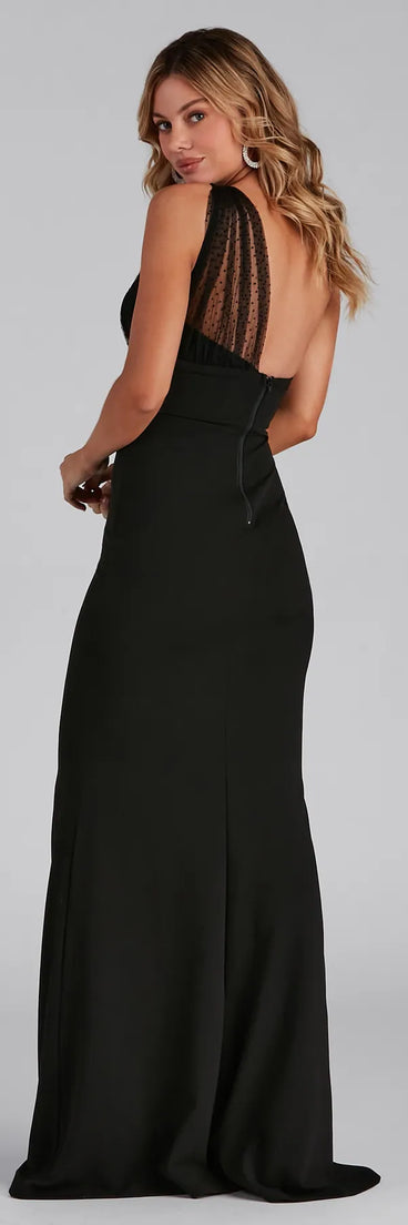 Dakota Formal One-Shoulder Swiss Dot Dress