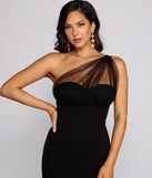 Dakota Formal One-Shoulder Swiss Dot Dress is a gorgeous pick as your 2024 prom dress or formal gown for wedding guests, spring bridesmaids, or army ball attire!