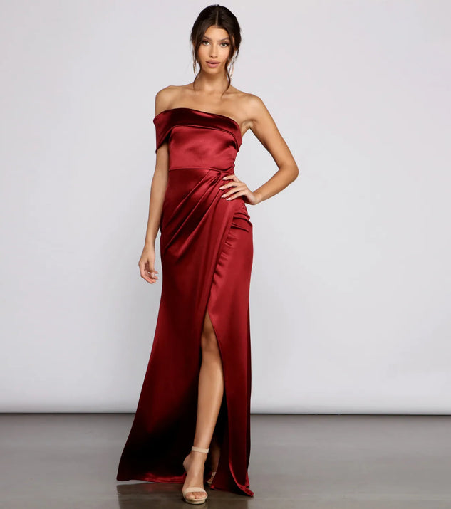 Isla Formal One-Shoulder Satin Dress