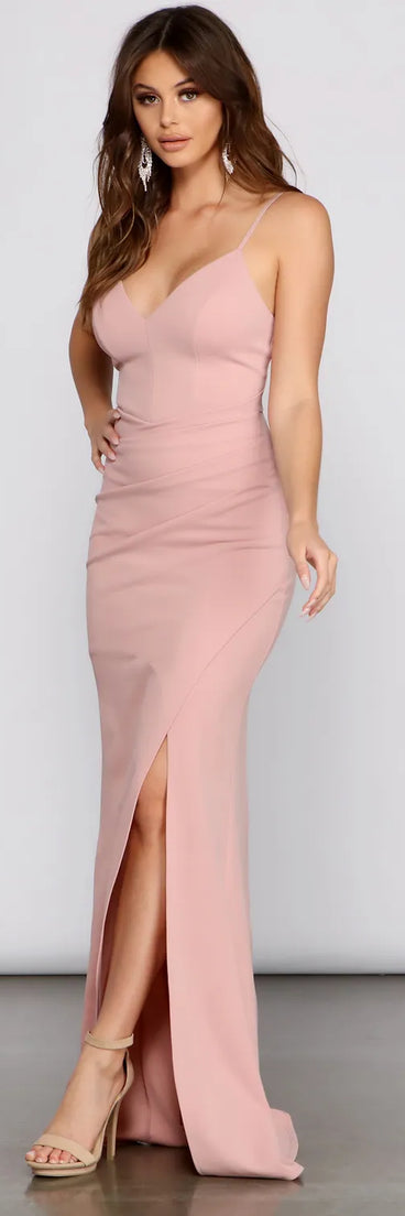 Lori Formal Asymmetrical Ruched Crepe Dress