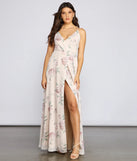 Corinna Formal Floral Chiffon Wrap Dress
