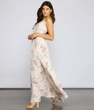 Corinna Formal Floral Chiffon Wrap Dress