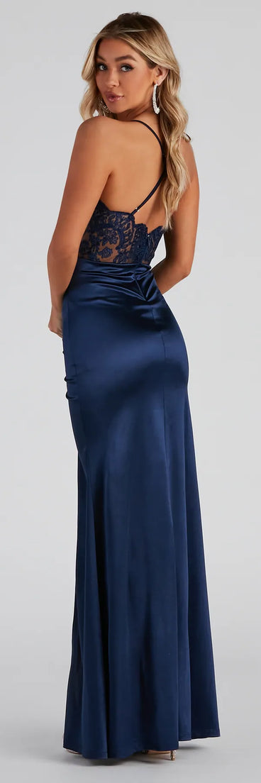 abigail ruched satin mermaid dress Abigail Ruched Satin Mermaid Dress