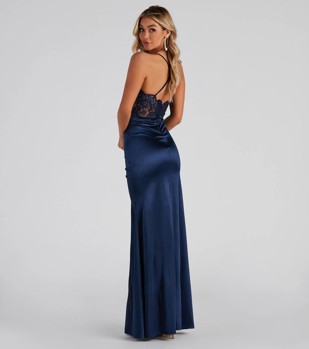 Mermaid Satin Dresses with Brush Train Marigold Plus Size