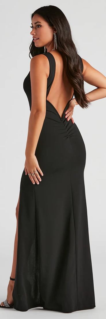 Addie Formal Open Back Crepe Dress