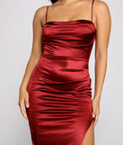 Gemma Formal High Slit Satin Dress