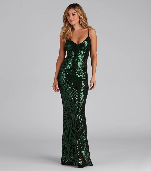Serena Sequin Mesh Mermaid Dress