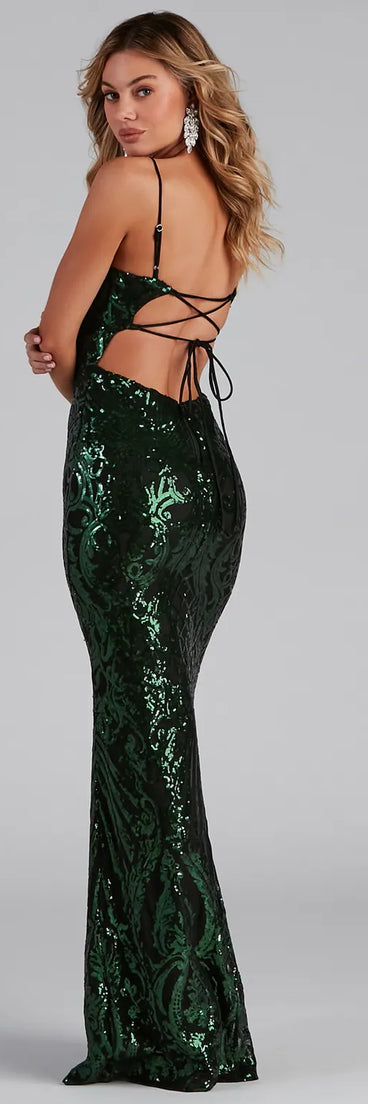 Serena Sequin Mesh Mermaid Dress