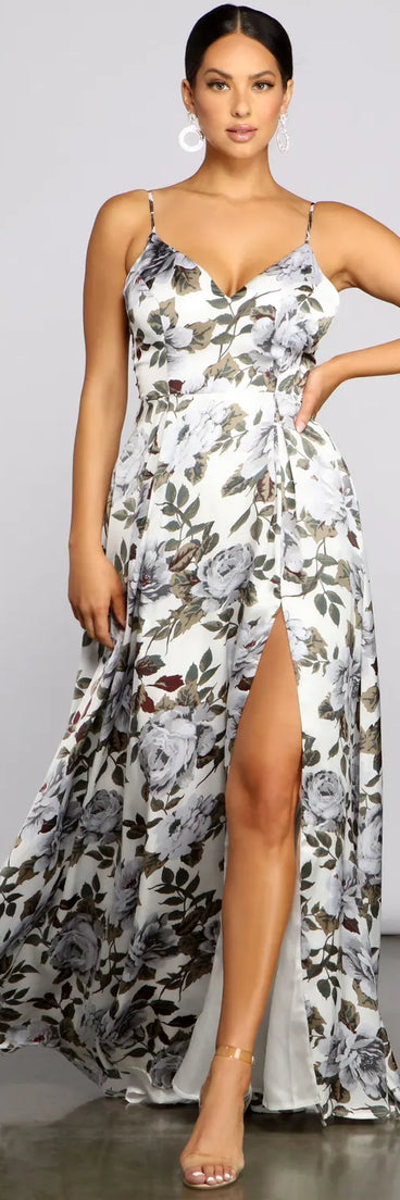 Tatiana Formal Floral High Slit A-Line Dress