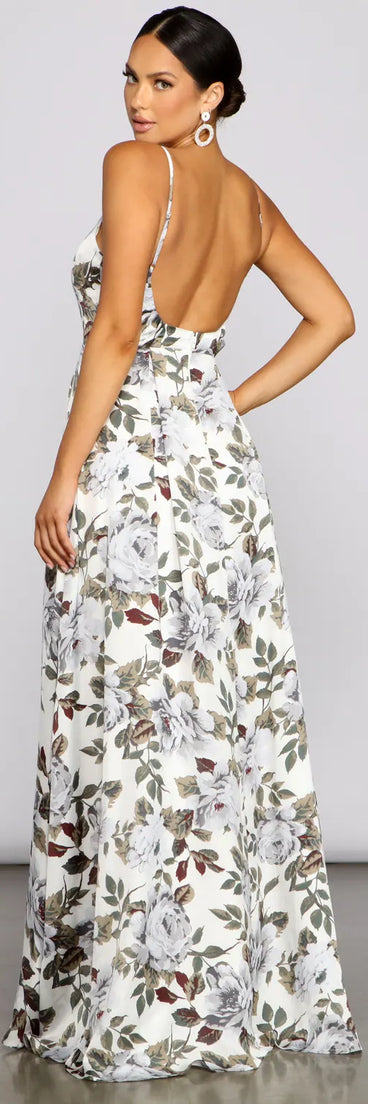 Tatiana Formal Floral High Slit A-Line Dress