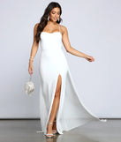 Jacklyn Crepe And Chiffon High Slit Formal Dress