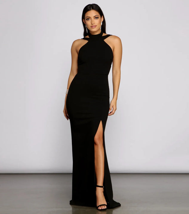Vivienne Formal High Slit Crepe Dress