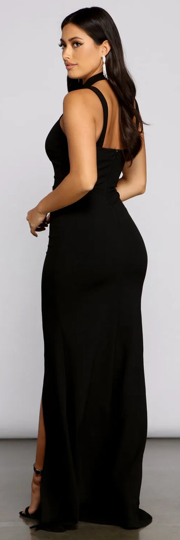 Vivienne Formal High Slit Crepe Dress