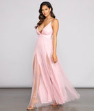 Saylor Formal Double Slit Tulle Dress