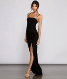 Make a bold statement in the Tiffany Sleeveless High Slit Formal Dress in black, the perfect spring dress for weddings, cocktail hours, nights out, and/or seasonal celebrations.