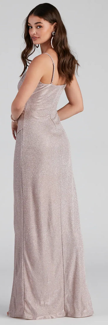 Zenni Formal High Slit Glitter Dress